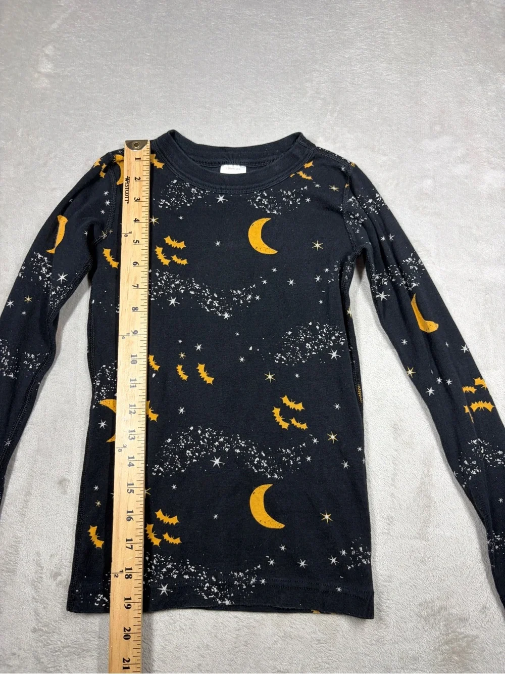 Hanna Andersson Kids Black Stars Bat Moon Midnight Stars Halloween PJ Top Size 8